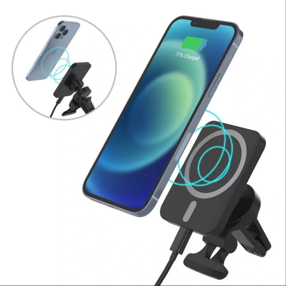Just Wireless Magnetic Charging for MagSafe Charger Car Mount- Black